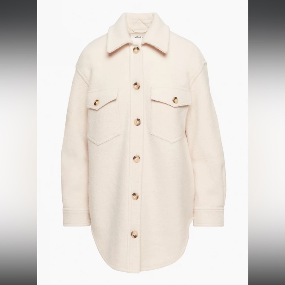 Wilfred Free Ganna Shirt Jacket Medium Wool Shacket Heather Bone Aritizia